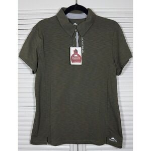 Roots 73 Stillwater Moosehead Lager‎ Heather Olive Green Polo Size L *FLAW*